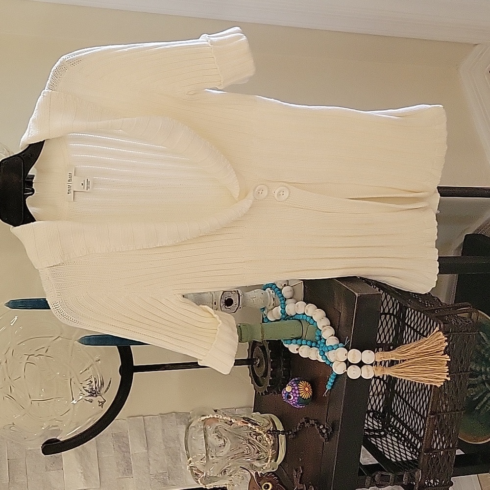 White House Black Market Cardigan, Double Button, Collar, Short Cuff Sleeves Med